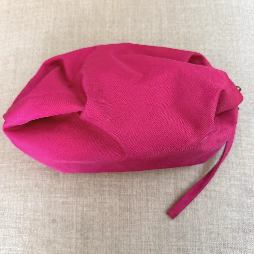 Tory Burch Clutch Wristlet Bag Womens Small Pink Nylon Zip Travel Makeup Bag